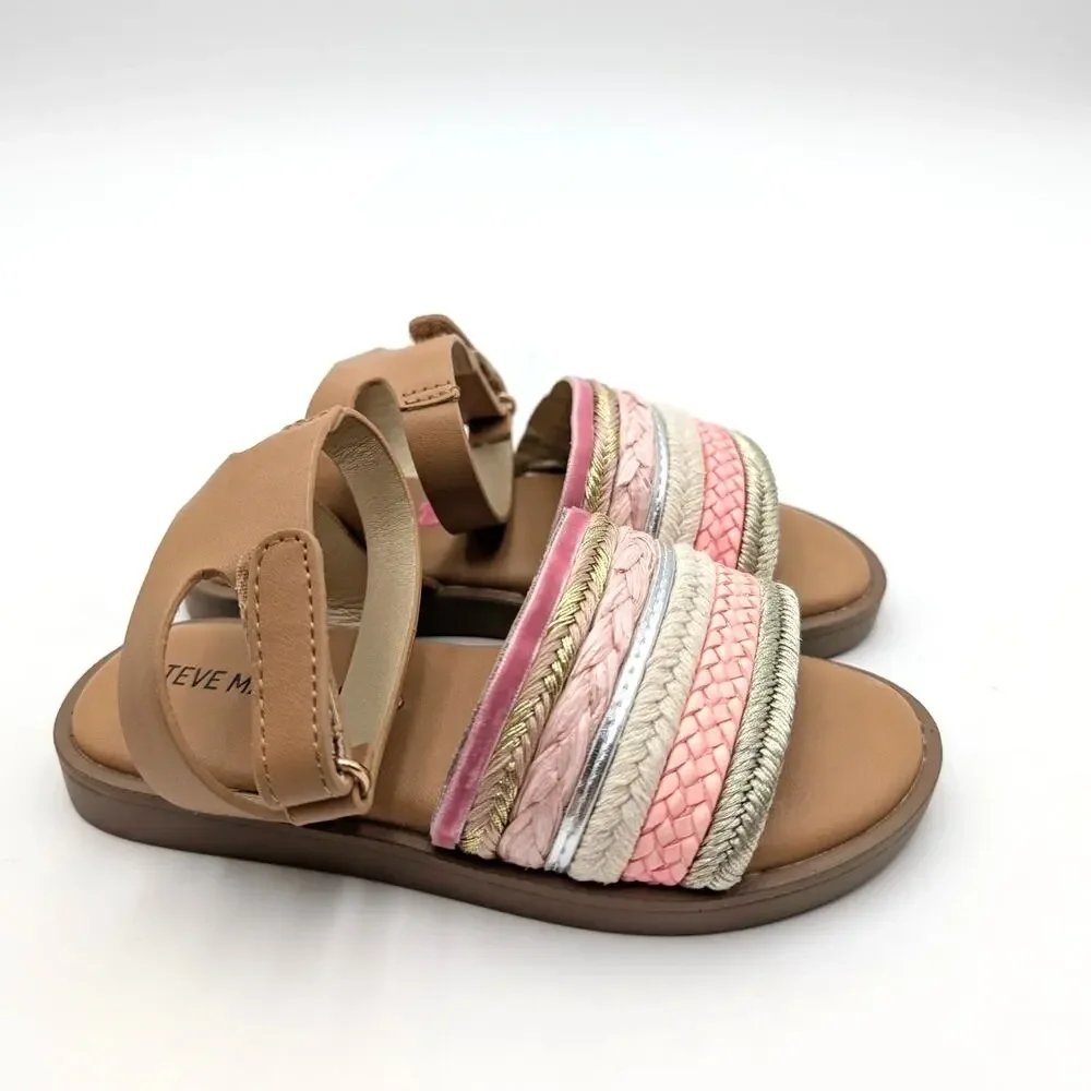 Steve Madden Kassi Flat Sandal Open Round Toe Girl's Pink Size US10